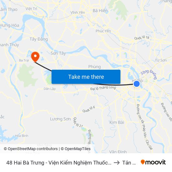 48 Hai Bà Trưng - Viện Kiểm Nghiệm Thuốc Trung Ương to Tản Lĩnh map