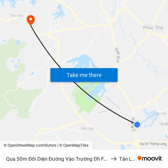 Qua 50m Đối Diện Đường Vào Trường Đh Fpt, Hòa Lạc to Tản Lĩnh map