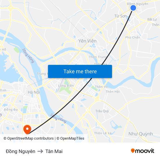 Đồng Nguyên to Tân Mai map