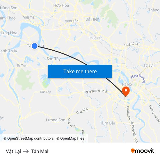 Vật Lại to Tân Mai map