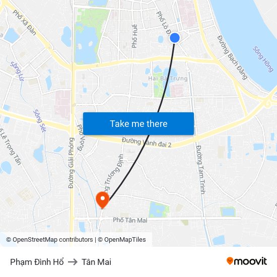 Phạm Đình Hổ to Tân Mai map