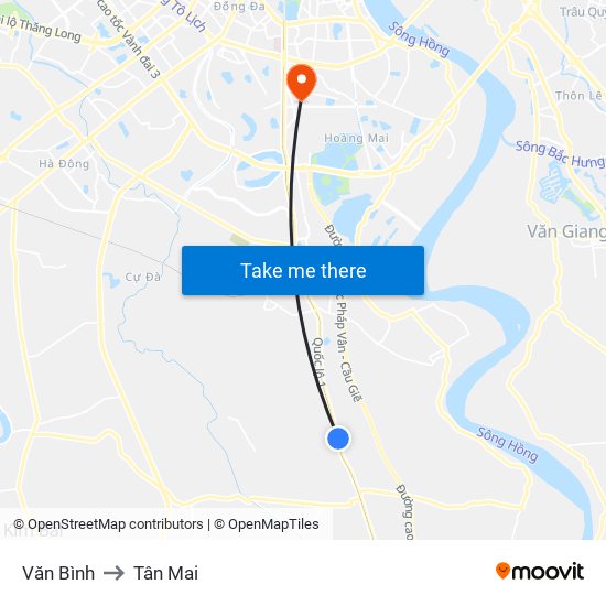 Văn Bình to Tân Mai map