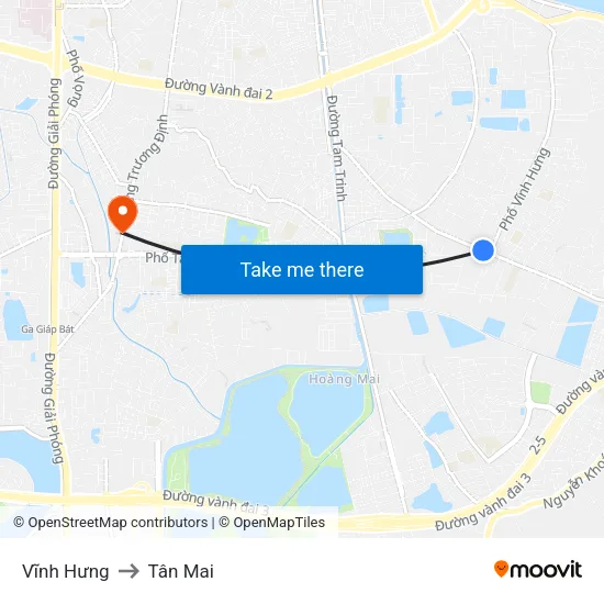 Vĩnh Hưng to Tân Mai map