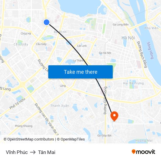 Vĩnh Phúc to Tân Mai map