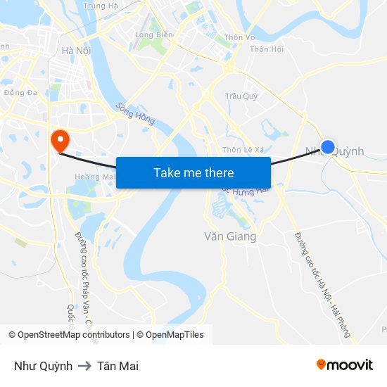 Như Quỳnh to Tân Mai map