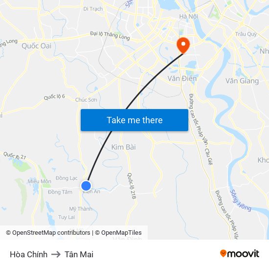 Hòa Chính to Tân Mai map