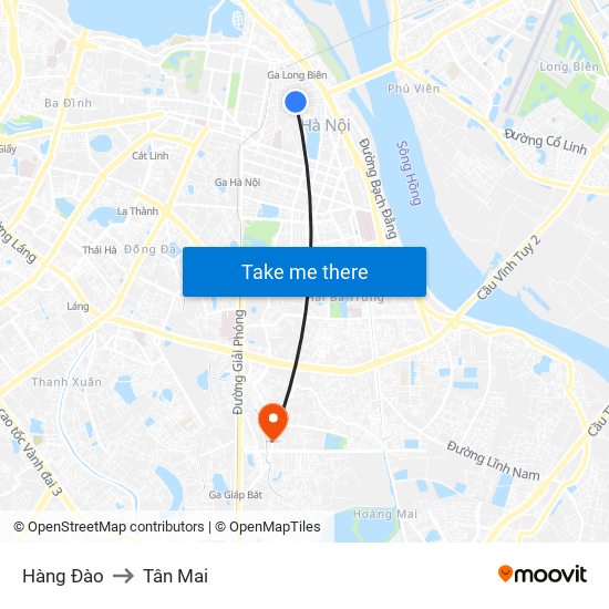 Hàng Đào to Tân Mai map
