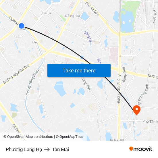 Phường Láng Hạ to Tân Mai map