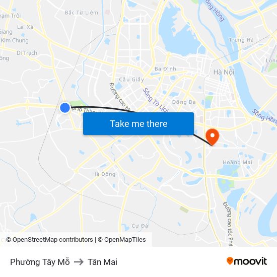 Phường Tây Mỗ to Tân Mai map