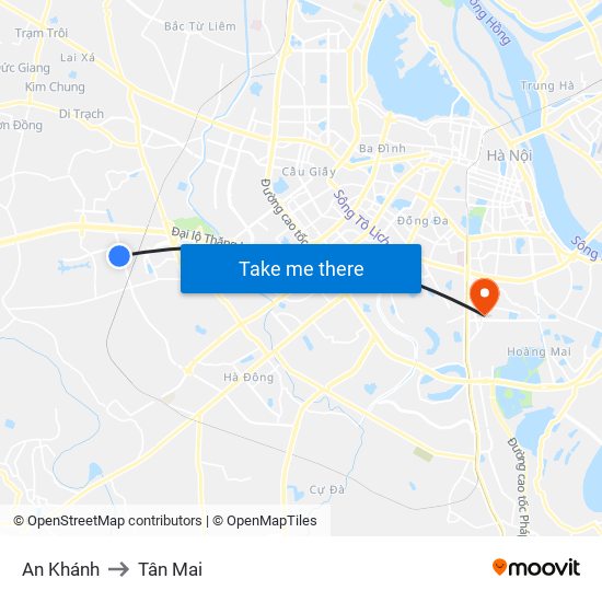 An Khánh to Tân Mai map