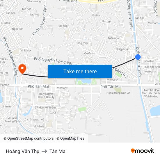 Hoàng Văn Thụ to Tân Mai map