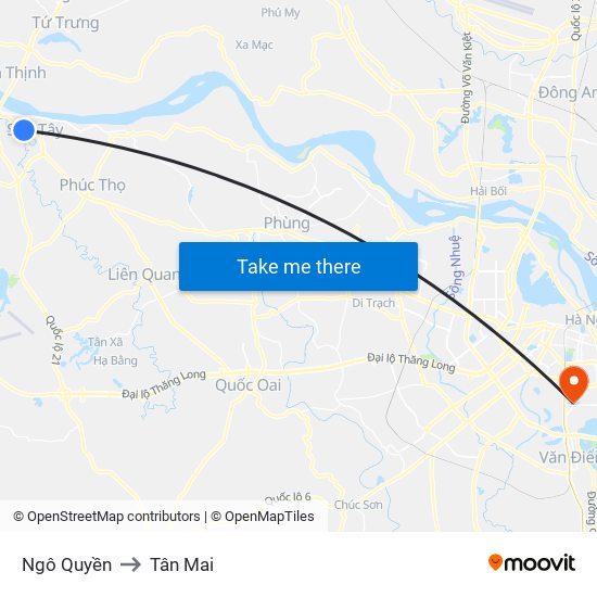 Ngô Quyền to Tân Mai map