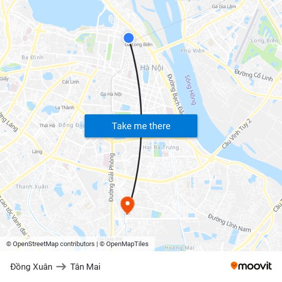 Đồng Xuân to Tân Mai map