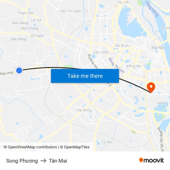 Song Phương to Tân Mai map