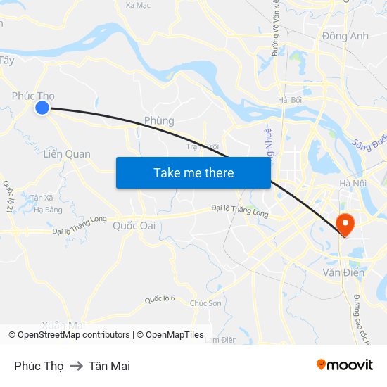 Phúc Thọ to Tân Mai map