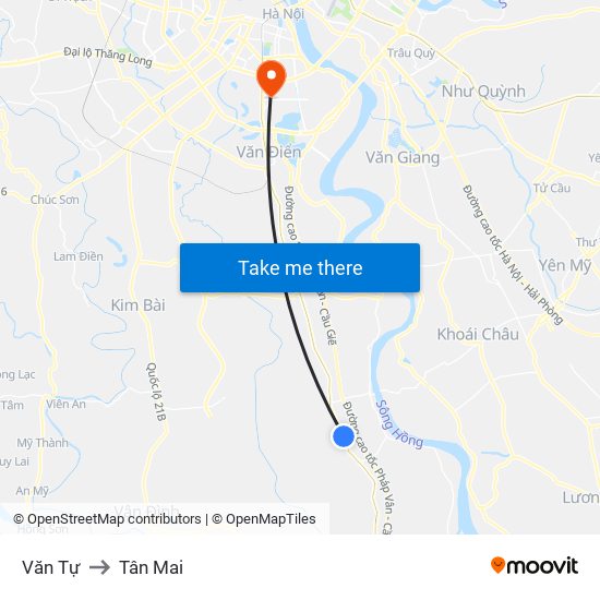 Văn Tự to Tân Mai map