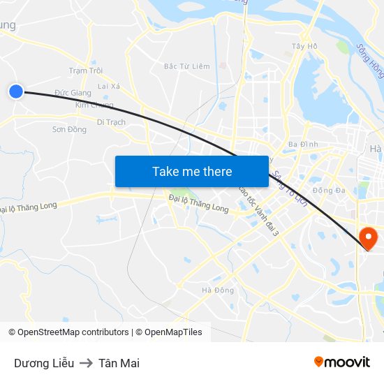 Dương Liễu to Tân Mai map