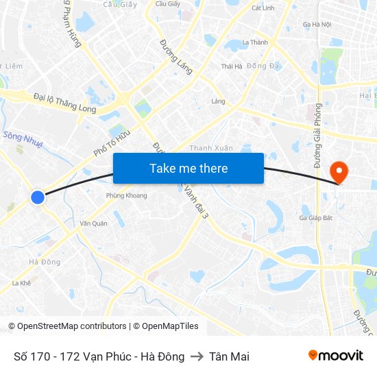 Số 170 - 172 Vạn Phúc - Hà Đông to Tân Mai map