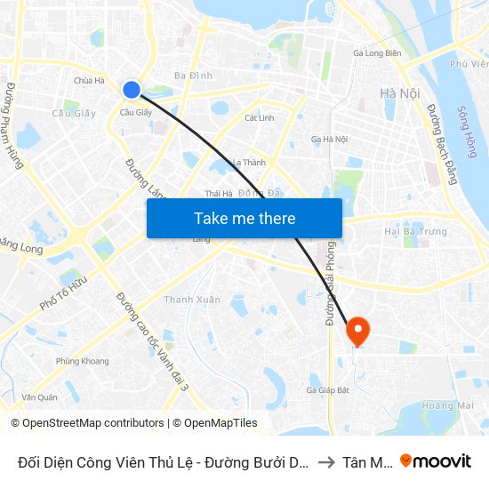 Đối Diện Công Viên Thủ Lệ - Đường Bưởi Dưới to Tân Mai map