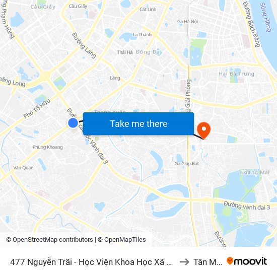 477 Nguyễn Trãi - Học Viện Khoa Học Xã Hội to Tân Mai map