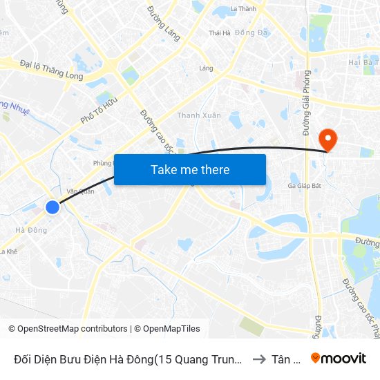 Đối Diện Bưu Điện Hà Đông(15 Quang Trung Hà Đông) to Tân Mai map