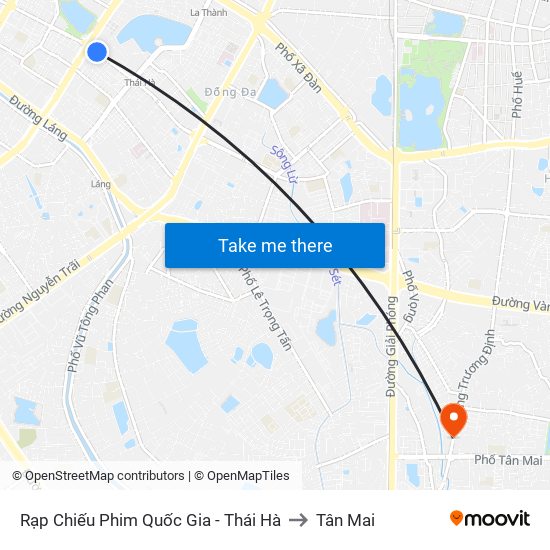 Rạp Chiếu Phim Quốc Gia - Thái Hà to Tân Mai map