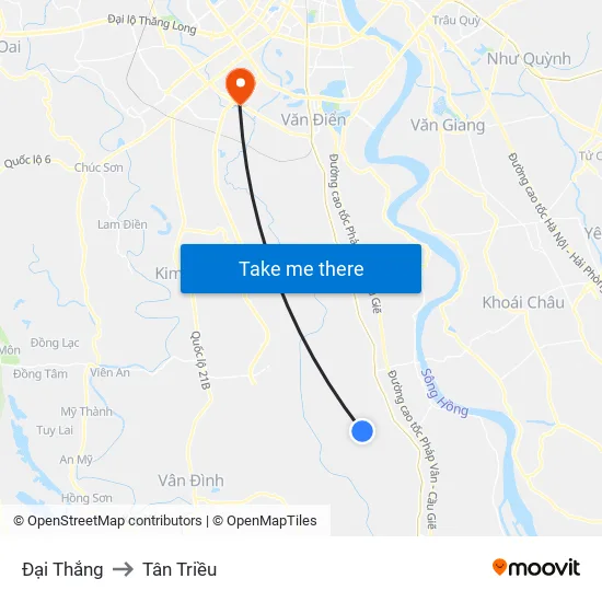 Đại Thắng to Tân Triều map