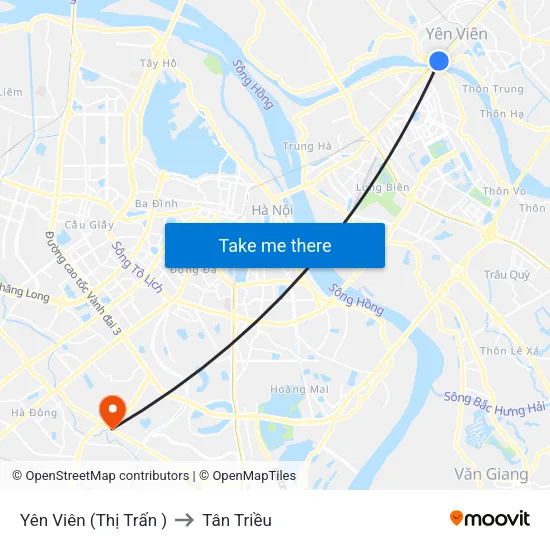 Yên Viên (Thị Trấn ) to Tân Triều map