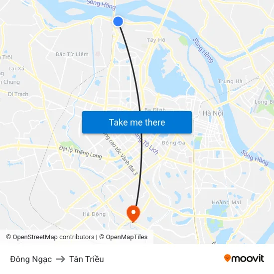 Đông Ngạc to Tân Triều map
