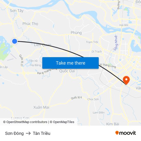 Sơn Đông to Tân Triều map