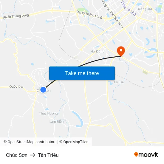Chúc Sơn to Tân Triều map