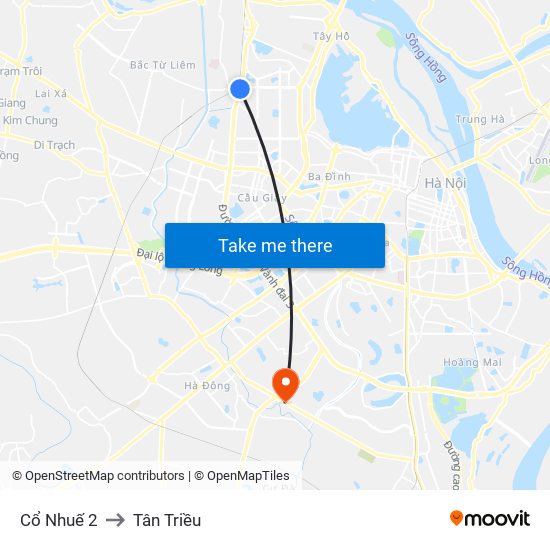 Cổ Nhuế 2 to Tân Triều map