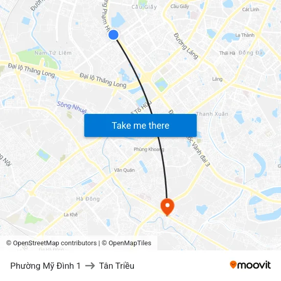 Phường Mỹ Đình 1 to Tân Triều map