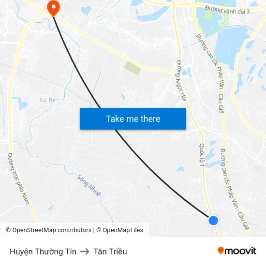 Huyện Thường Tín to Tân Triều map