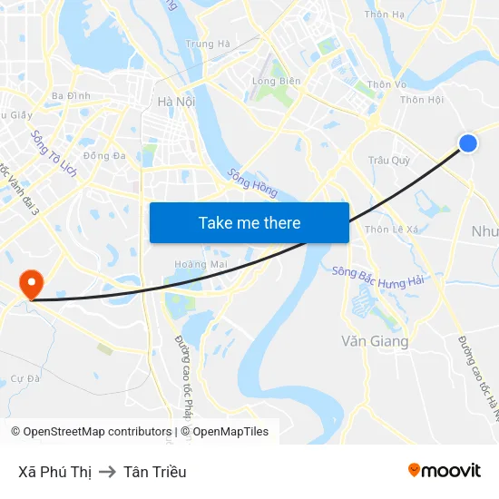 Xã Phú Thị to Tân Triều map