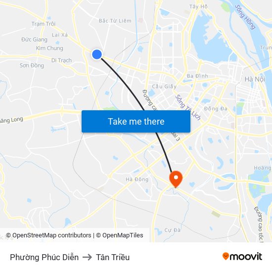 Phường Phúc Diễn to Tân Triều map