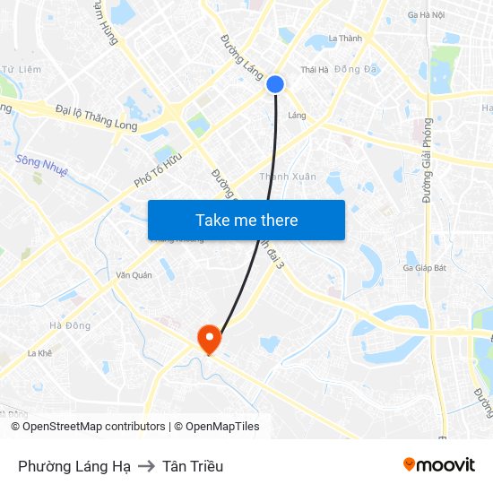 Phường Láng Hạ to Tân Triều map