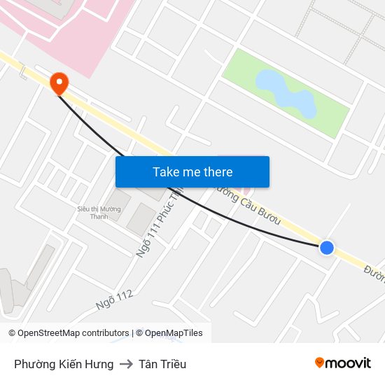 Phường Kiến Hưng to Tân Triều map