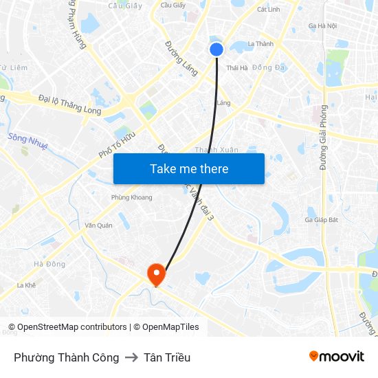 Phường Thành Công to Tân Triều map