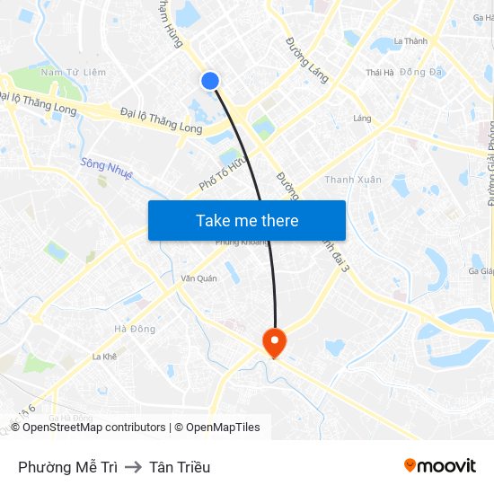 Phường Mễ Trì to Tân Triều map