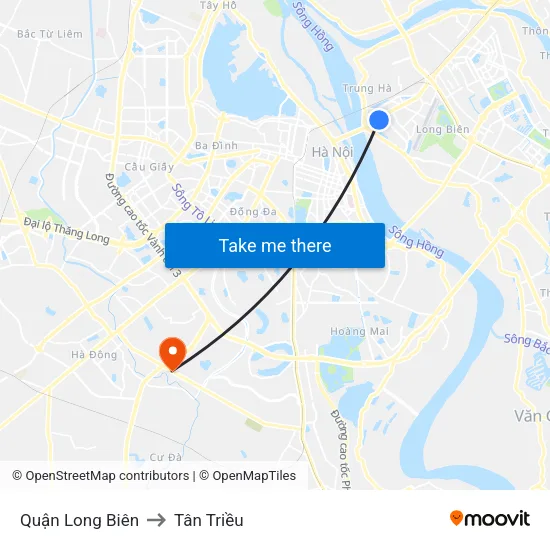 Quận Long Biên to Tân Triều map