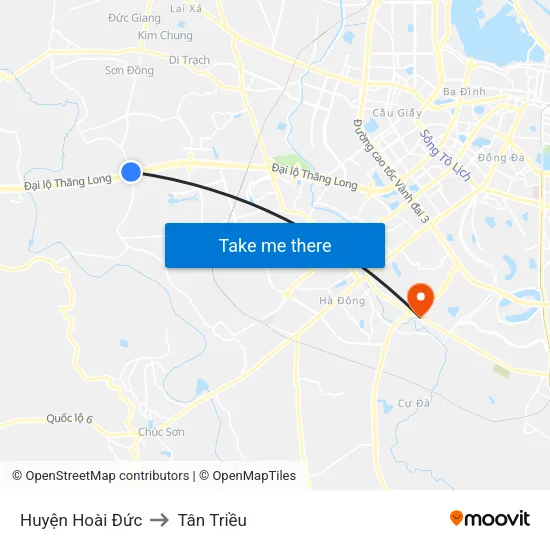 Huyện Hoài Đức to Tân Triều map