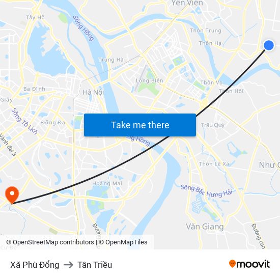 Xã Phù Đổng to Tân Triều map