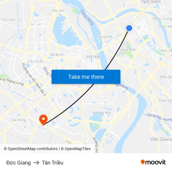 Đức Giang to Tân Triều map