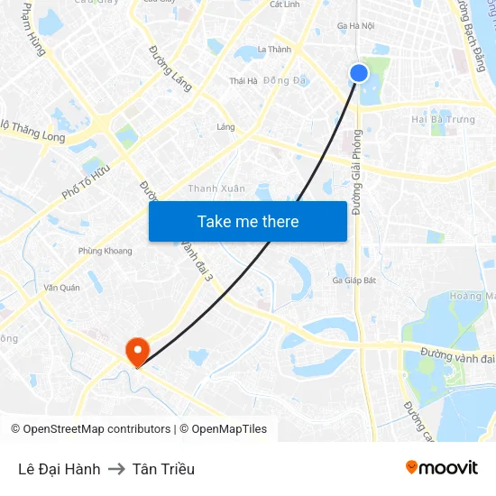 Lê Đại Hành to Tân Triều map
