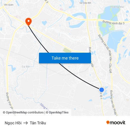 Ngọc Hồi to Tân Triều map