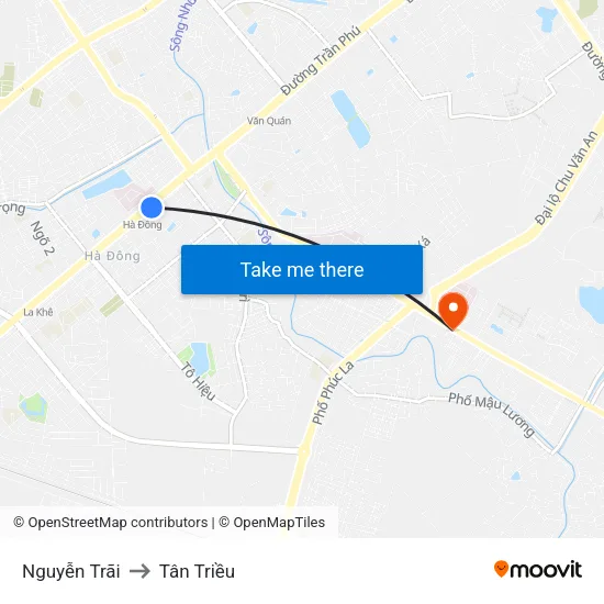 Nguyễn Trãi to Tân Triều map