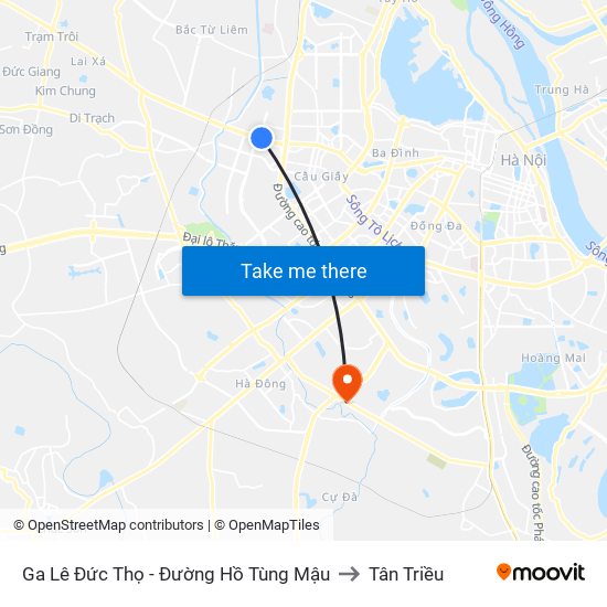 Ga Lê Đức Thọ - Đường Hồ Tùng Mậu to Tân Triều map