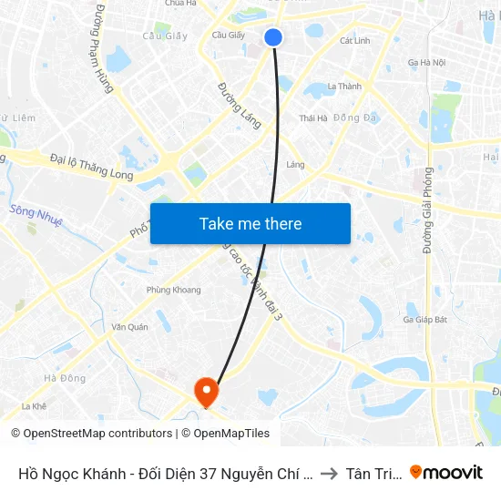 Hồ Ngọc Khánh - Đối Diện 37 Nguyễn Chí Thanh to Tân Triều map