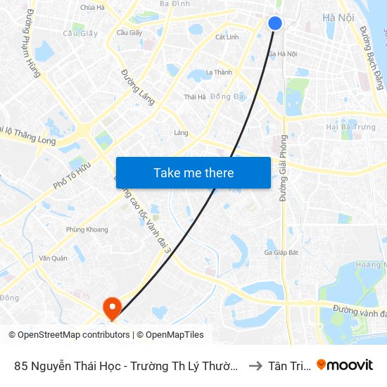 85 Nguyễn Thái Học - Trường Th Lý Thường Kiệt to Tân Triều map